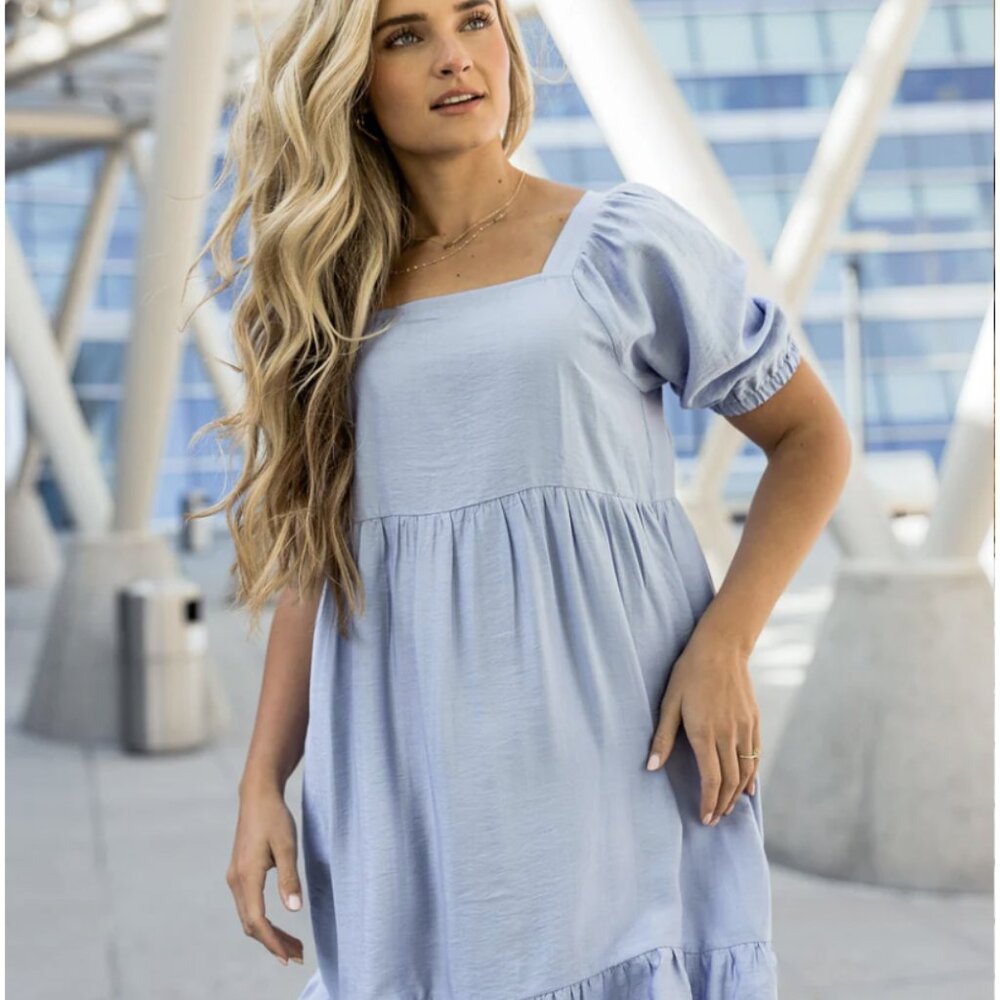 🌷Love Olive Co Dress XXXL Downtown Memories Dress-Periwinkle Pockets - Picture 9 of 9
